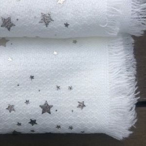 Scarf - white with silver stars